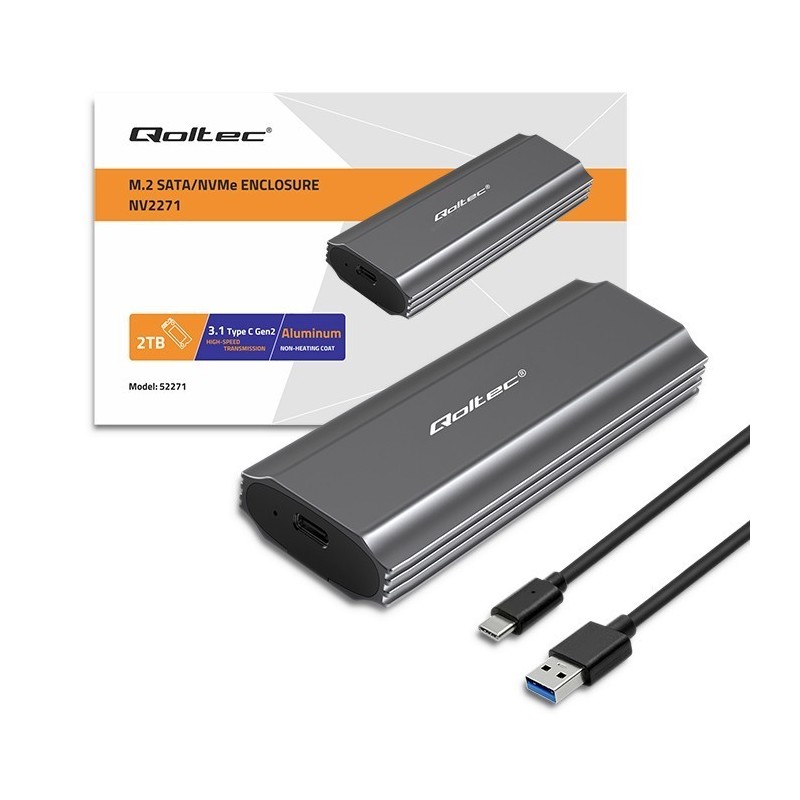 Obudowa | kieszeń NV2271 na dysk M.2 SSD | SATA | NVMe | USB-C | 2TB 