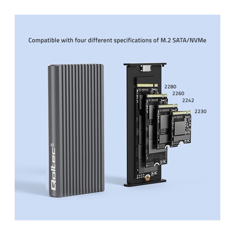 Obudowa | kieszeń na dysk M.2 SSD | SATA | NVMe | RGB LED | USB-C| 4TB 