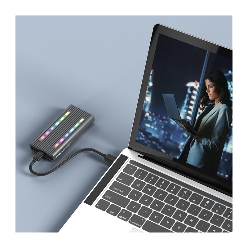 Obudowa | kieszeń na dysk M.2 SSD | SATA | NVMe | RGB LED | USB-C| 4TB 