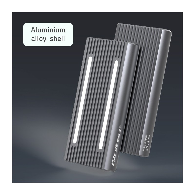 Obudowa | kieszeń na dysk M.2 SSD | SATA | NVMe | RGB LED | USB-C| 4TB 