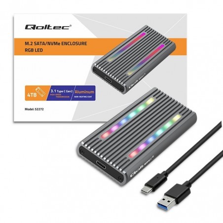Obudowa | kieszeń na dysk M.2 SSD | SATA | NVMe | RGB LED | USB-C| 4TB Obudowa | kieszeń na dysk M.2 SSD | SATA | NVMe | RGB LED | USB-C| 4TB
