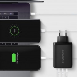 ACU-DPQ100 Ładowarka sieciowa GaN 100W, 3x port (USB-A + dual USB-C) PD3.0/QC4+/PPS/Apple Czarna ACU-DPQ100 Ładowarka sieciowa GaN 100W, 3x port (USB-A + dual USB-C) PD3.0/QC4+/PPS/Apple Czarna