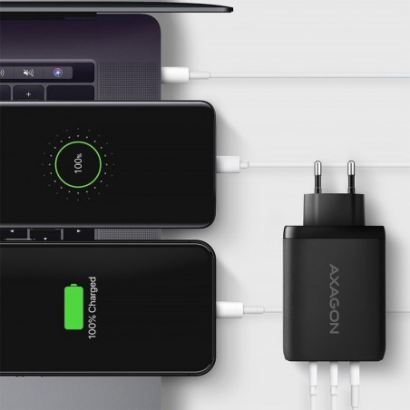 ACU-DPQ100 Ładowarka sieciowa GaN 100W, 3x port (USB-A + dual USB-C) PD3.0/QC4+/PPS/Apple Czarna ACU-DPQ100 Ładowarka sieciowa GaN 100W, 3x port (USB-A + dual USB-C) PD3.0/QC4+/PPS/Apple Czarna
