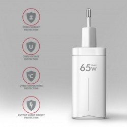 ACU-DPQ65W Ładowarka sieciowa GaN 65W, 3x port (USB-A + dual USB-C) PD3.0/QC4+/PPS/Apple, biała ACU-DPQ65W Ładowarka sieciowa GaN 65W, 3x port (USB-A + dual USB-C) PD3.0/QC4+/PPS/Apple, biała
