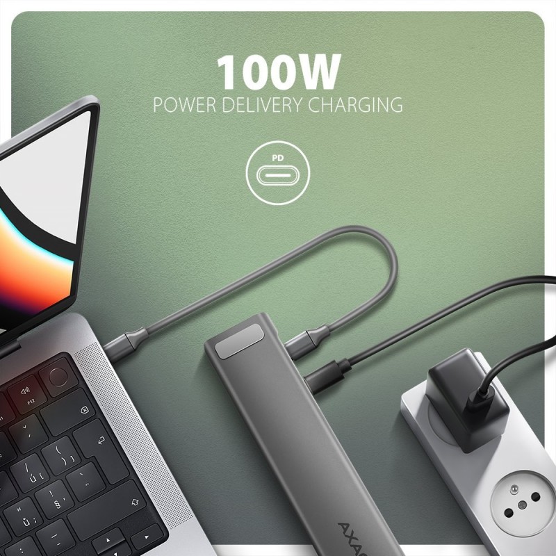 HMC-10HLS Wieloportowy hub USB 9in1, 5Gbps, 4x USB-A, HDMI 4K/60Hz, GLAN, SD/microSD, PD 100W, 25cm USB-C kabel HMC-10HLS Wieloportowy hub USB 9in1, 5Gbps, 4x USB-A, HDMI 4K/60Hz, GLAN, SD/microSD, PD 100W, 25cm USB-C kabel