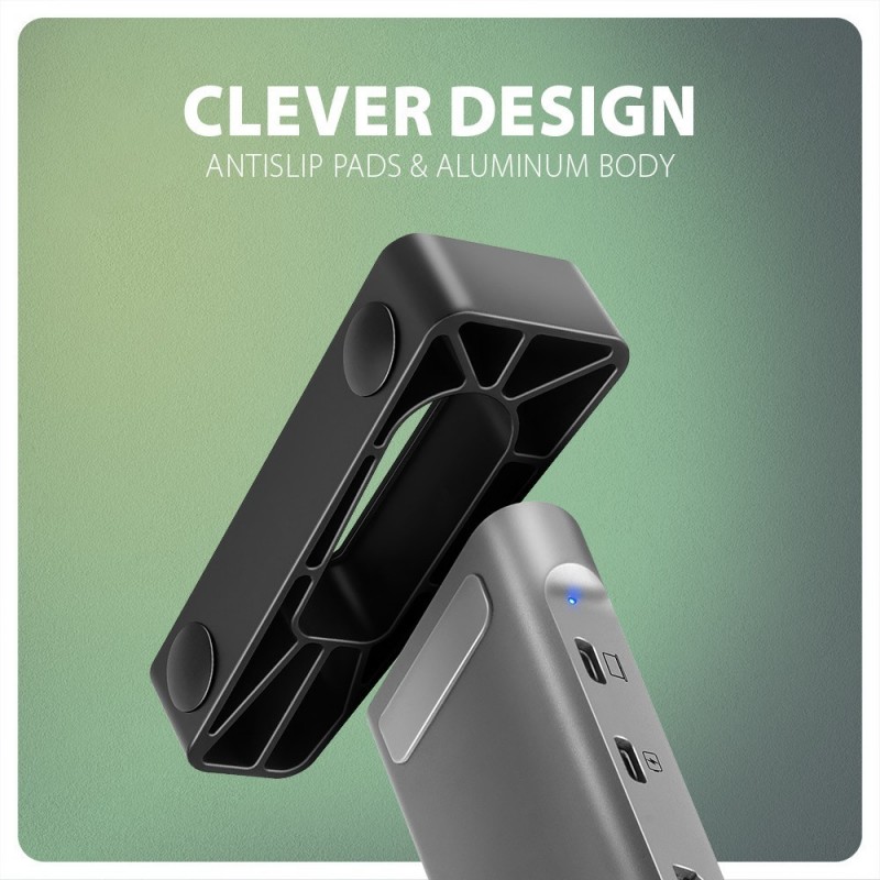 HMC-10HLS Wieloportowy hub USB 9in1, 5Gbps, 4x USB-A, HDMI 4K/60Hz, GLAN, SD/microSD, PD 100W, 25cm USB-C kabel HMC-10HLS Wieloportowy hub USB 9in1, 5Gbps, 4x USB-A, HDMI 4K/60Hz, GLAN, SD/microSD, PD 100W, 25cm USB-C kabel