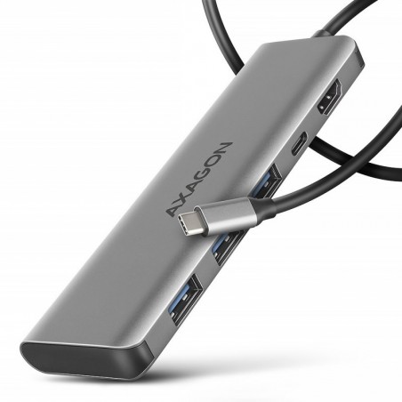 HMC-5H Wieloportowy hub USB 5in1, 5Gbps, 3x USB-A, HDMI 4K/30Hz, PD 100W, 100cm USB-C kabel HMC-5H Wieloportowy hub USB 5in1, 5Gbps, 3x USB-A, HDMI 4K/30Hz, PD 100W, 100cm USB-C kabel