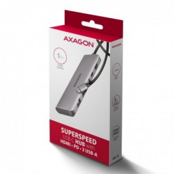 HMC-5H Wieloportowy hub USB 5in1, 5Gbps, 3x USB-A, HDMI 4K/30Hz, PD 100W, 100cm USB-C kabel HMC-5H Wieloportowy hub USB 5in1, 5Gbps, 3x USB-A, HDMI 4K/30Hz, PD 100W, 100cm USB-C kabel