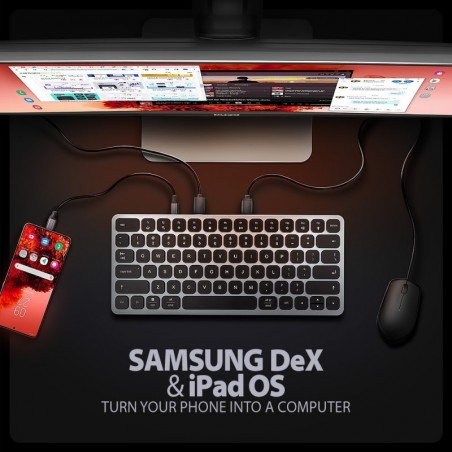 HMC-KB-US Klawiatura USB-C 5Gbps z wieloportowy hub 9in1, SD/microSD, 3x USB-A, HDMI 4K/60Hz, PD 100W, Audio, US layout, 60cm US HMC-KB-US Klawiatura USB-C 5Gbps z wieloportowy hub 9in1, SD/microSD, 3x USB-A, HDMI 4K/60Hz, PD 100W, Audio, US layout, 60cm US