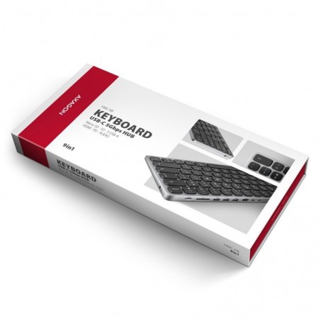 HMC-KB-US Klawiatura USB-C 5Gbps z wieloportowy hub 9in1, SD/microSD, 3x USB-A, HDMI 4K/60Hz, PD 100W, Audio, US layout, 60cm US HMC-KB-US Klawiatura USB-C 5Gbps z wieloportowy hub 9in1, SD/microSD, 3x USB-A, HDMI 4K/60Hz, PD 100W, Audio, US layout, 60cm US
