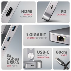 HMC-STND Stojak z wieloportowy hub Aluminiowy 7in1, 5Gbps, do 10"-16" cali laptopów, nastawny, 3x USB-A, HDMI 4K/60Hz, GLAN, PD HMC-STND Stojak z wieloportowy hub Aluminiowy 7in1, 5Gbps, do 10"-16" cali laptopów, nastawny, 3x USB-A, HDMI 4K/60Hz, GLAN, PD