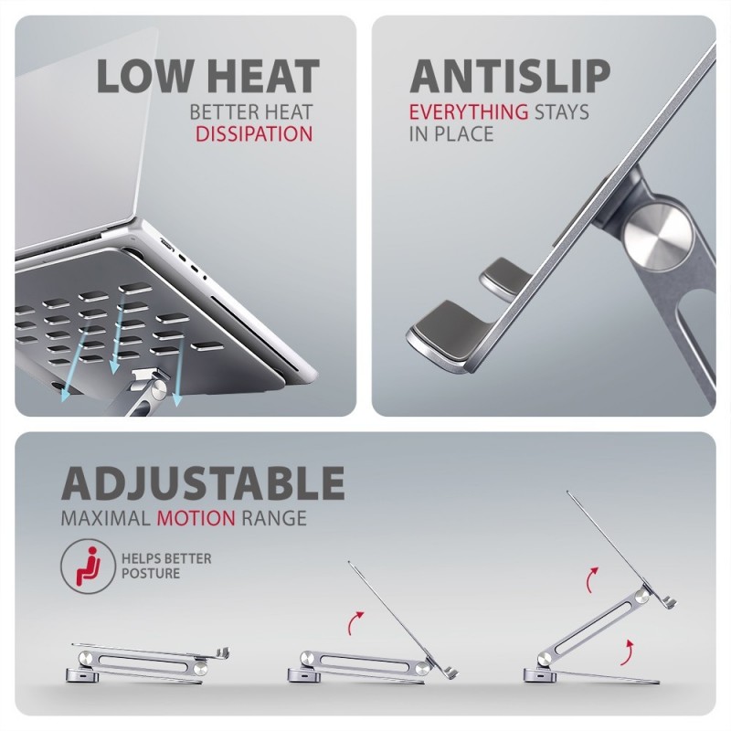HMC-STND Stojak z wieloportowy hub Aluminiowy 7in1, 5Gbps, do 10"-16" cali laptopów, nastawny, 3x USB-A, HDMI 4K/60Hz, GLAN, PD HMC-STND Stojak z wieloportowy hub Aluminiowy 7in1, 5Gbps, do 10"-16" cali laptopów, nastawny, 3x USB-A, HDMI 4K/60Hz, GLAN, PD