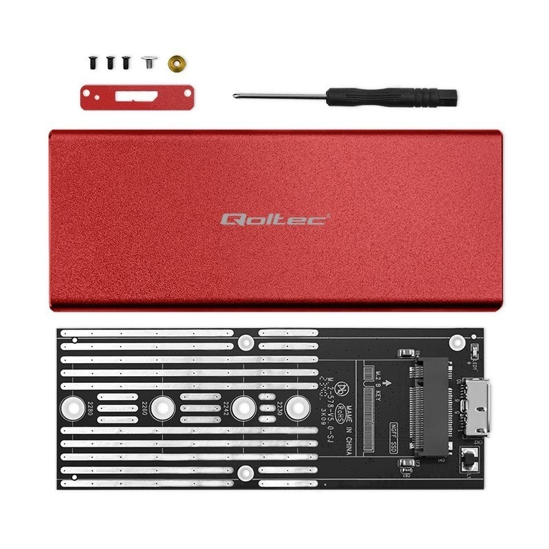 Obudowa | kieszeń na dysk M.2 SSD | SATA | NGFF | USB 3.0 | Superspeed 5Gb/s | 2TB | Czerwona 