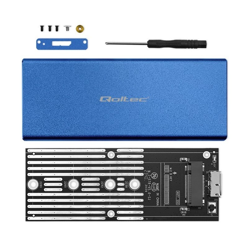 Obudowa | kieszeń na dysk M.2 SSD | SATA | NGFF | USB 3.0 | Superspeed 5Gb/s | 2TB | Niebieska