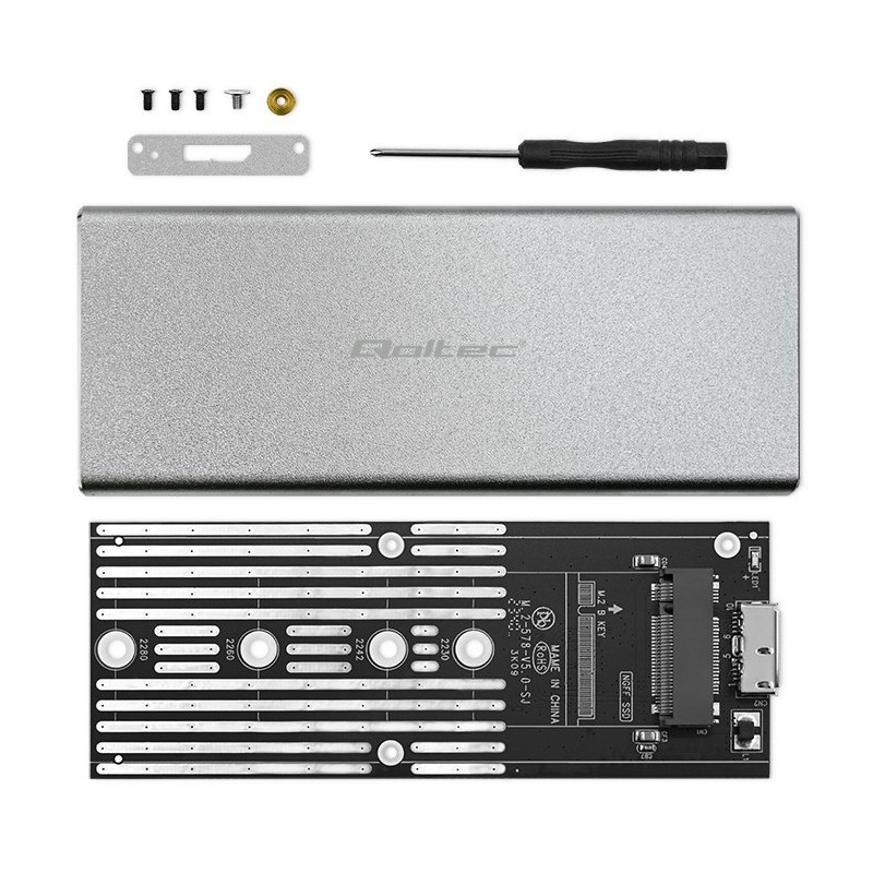Obudowa | kieszeń na dysk M.2 SSD | SATA | NGFF | USB 3.0 | Superspeed 5Gb/s | 2TB | Srebrna Obudowa | kieszeń na dysk M.2 SSD | SATA | NGFF | USB 3.0 | Superspeed 5Gb/s | 2TB | Srebrna