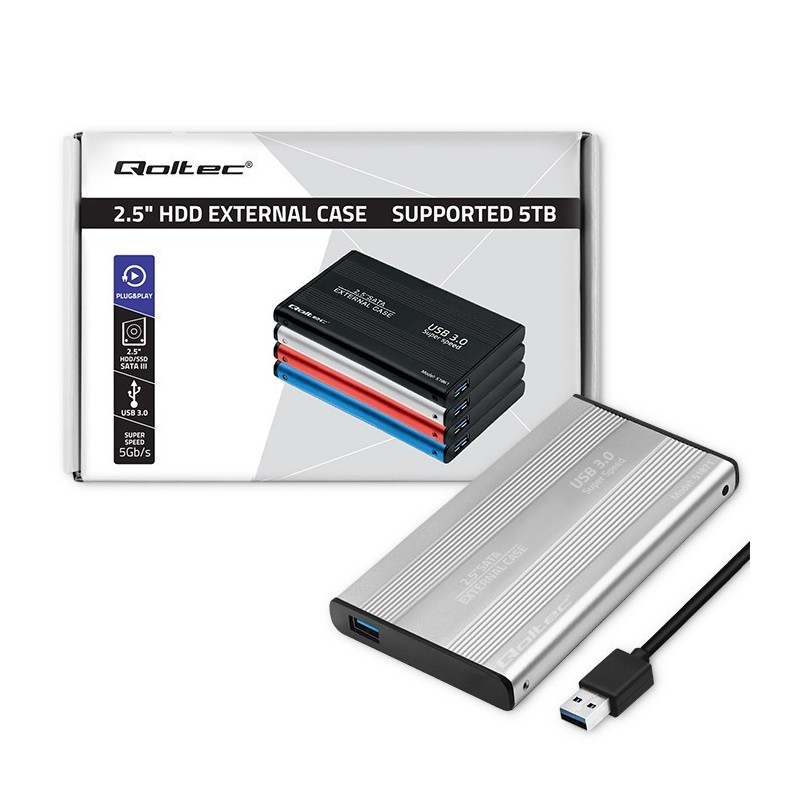 Obudowa | kieszeń do dysków HDD SSD 2.5" SATA3 | USB 3.0 | Srebrna Obudowa | kieszeń do dysków HDD SSD 2.5" SATA3 | USB 3.0 | Srebrna