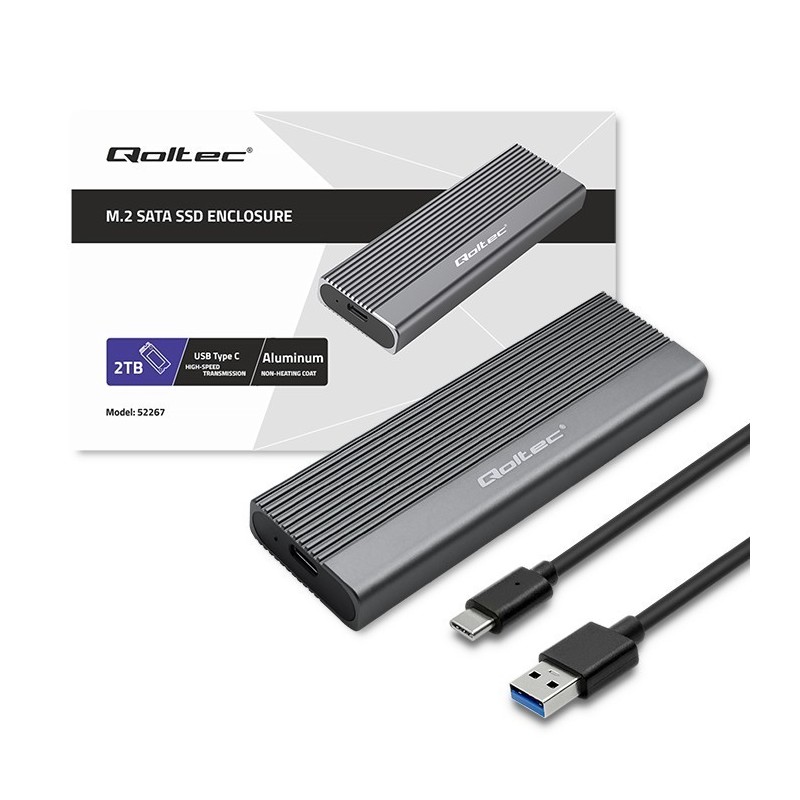 Obudowa | kieszeń na dysk SSD M.2 | SATA | NGFF | USB-C | Super speed 6Gb/s | 2TB | Szara Obudowa | kieszeń na dysk SSD M.2 | SATA | NGFF | USB-C | Super speed 6Gb/s | 2TB | Szara