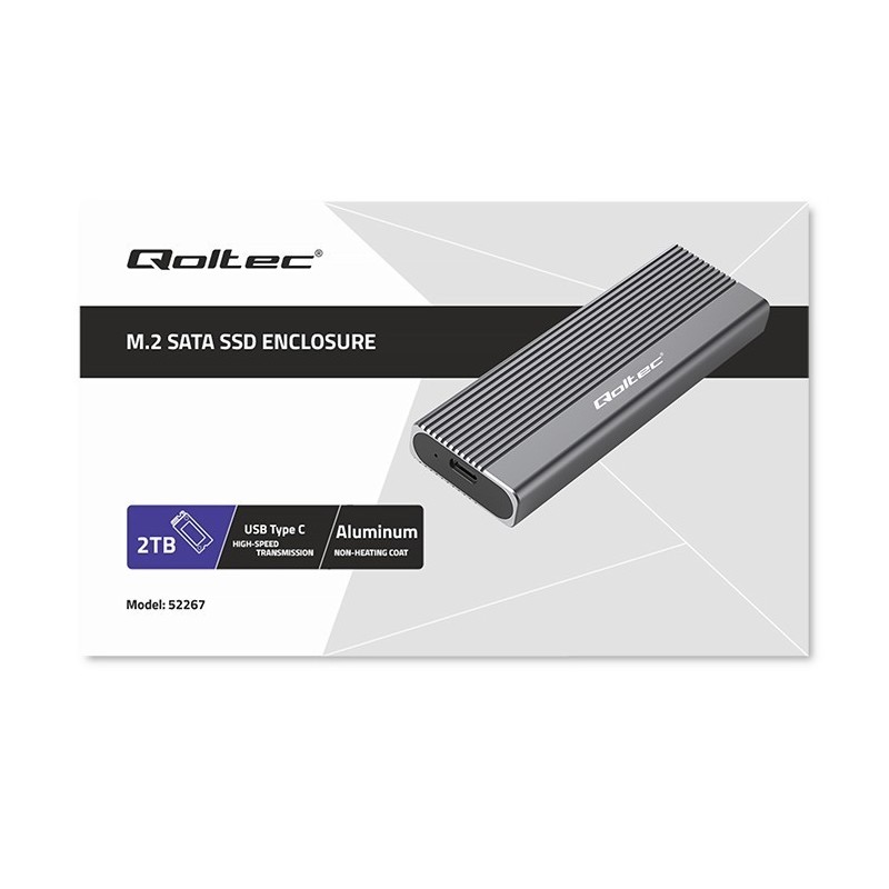 Obudowa | kieszeń na dysk SSD M.2 | SATA | NGFF | USB-C | Super speed 6Gb/s | 2TB | Szara Obudowa | kieszeń na dysk SSD M.2 | SATA | NGFF | USB-C | Super speed 6Gb/s | 2TB | Szara