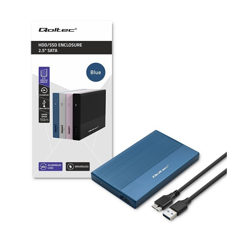 Obudowa | Kieszeń na dysk SSD HDD 2.5" | SATA | USB 3.0 | Super speed 5Gb/s | 2TB | Niebieskia Obudowa | Kieszeń na dysk SSD HDD 2.5" | SATA | USB 3.0 | Super speed 5Gb/s | 2TB | Niebieskia