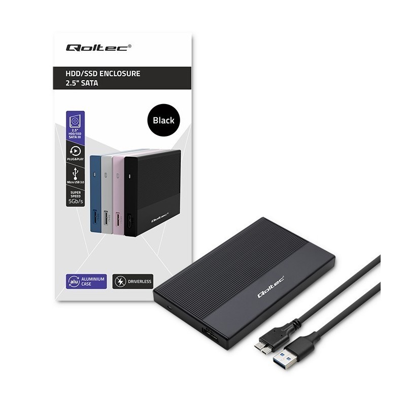 Obudowa | Kieszeń na dysk SSD HDD 2.5 cala | SATA | USB 3.0 | Super speed 5Gb/s | 2TB | Czarna Obudowa | Kieszeń na dysk SSD HDD 2.5 cala | SATA | USB 3.0 | Super speed 5Gb/s | 2TB | Czarna