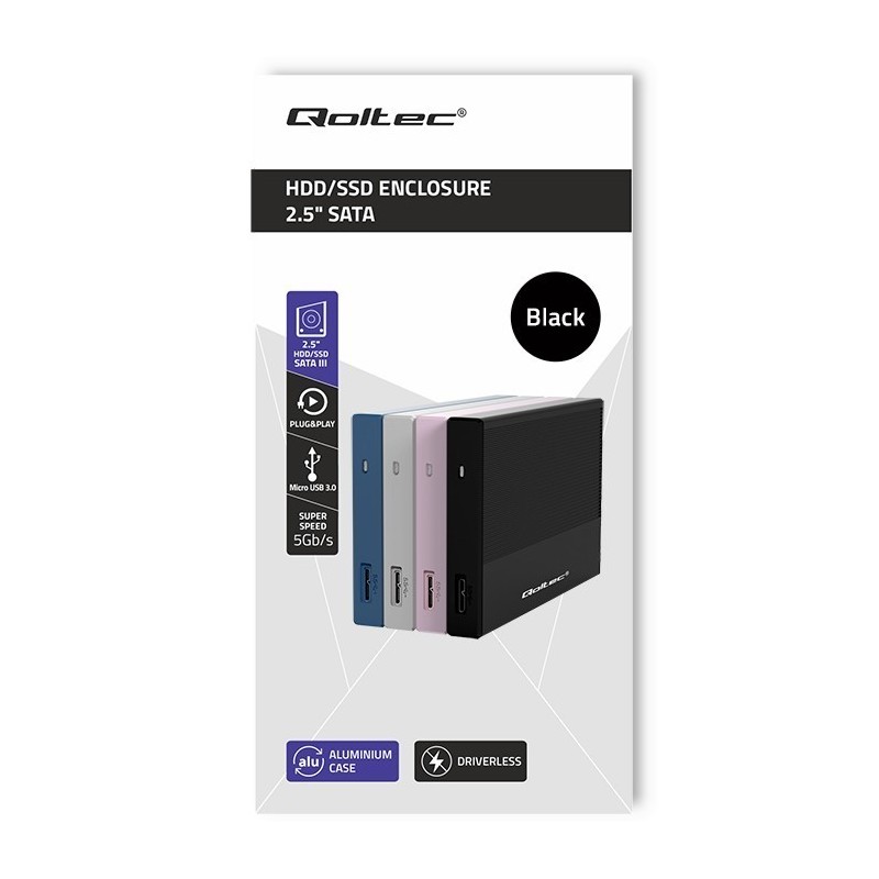 Obudowa | Kieszeń na dysk SSD HDD 2.5 cala | SATA | USB 3.0 | Super speed 5Gb/s | 2TB | Czarna Obudowa | Kieszeń na dysk SSD HDD 2.5 cala | SATA | USB 3.0 | Super speed 5Gb/s | 2TB | Czarna