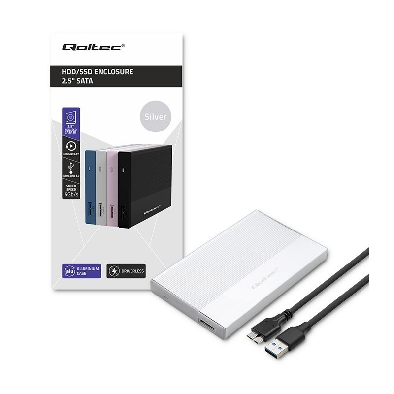 Obudowa | Kieszeń na dysk SSD HDD 2.5 cala| SATA | USB 3.0 | Super speed 5Gb/s | 2TB | Srebrna Obudowa | Kieszeń na dysk SSD HDD 2.5 cala| SATA | USB 3.0 | Super speed 5Gb/s | 2TB | Srebrna