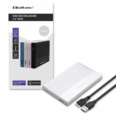Obudowa | Kieszeń na dysk SSD HDD 2.5 cala| SATA | USB 3.0 | Super speed 5Gb/s | 2TB | Srebrna Obudowa | Kieszeń na dysk SSD HDD 2.5 cala| SATA | USB 3.0 | Super speed 5Gb/s | 2TB | Srebrna