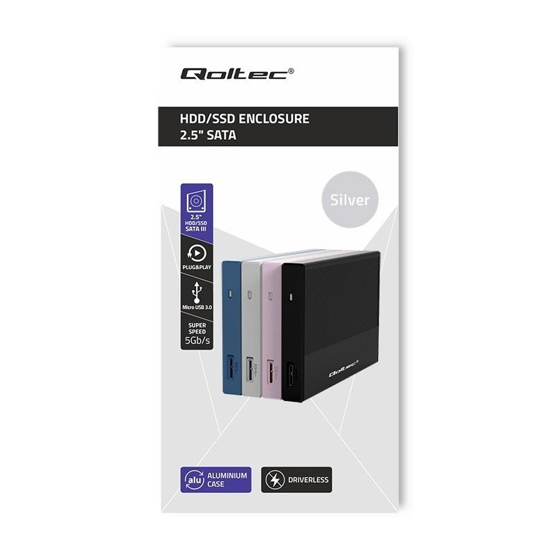 Obudowa | Kieszeń na dysk SSD HDD 2.5 cala| SATA | USB 3.0 | Super speed 5Gb/s | 2TB | Srebrna Obudowa | Kieszeń na dysk SSD HDD 2.5 cala| SATA | USB 3.0 | Super speed 5Gb/s | 2TB | Srebrna