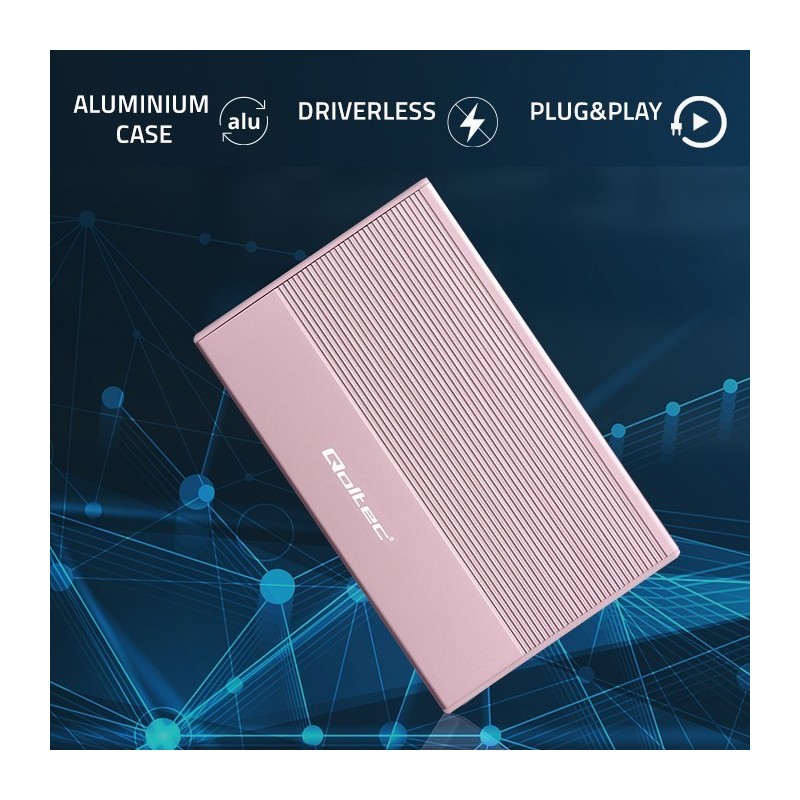 Obudowa | Kieszeń na dysk SSD HDD 2.5 cala | SATA | USB 3.0 | Super speed 5Gb/s | 2TB | Różowy Obudowa | Kieszeń na dysk SSD HDD 2.5 cala | SATA | USB 3.0 | Super speed 5Gb/s | 2TB | Różowy