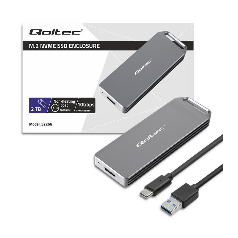 Mini obudowa na dysk M.2 SSD | NVMe | PCIe | USB3.1 | Super speed10Gb/s | 2TB | Srebrna Mini obudowa na dysk M.2 SSD | NVMe | PCIe | USB3.1 | Super speed10Gb/s | 2TB | Srebrna