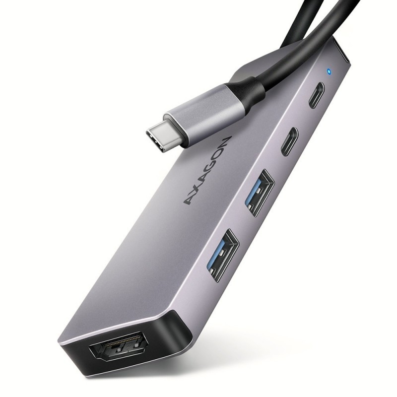 HMC-5H60 Wieloportovy hub USB 5in1, 5Gbps, 2 x USB-A, HDMI 4K/60Hz, 1x USB-C, PD 100W, 15cm USB-C kabel