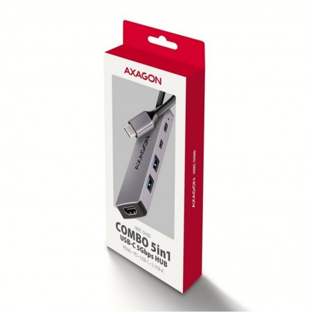 HMC-5H60 Wieloportovy hub USB 5in1, 5Gbps, 2 x USB-A, HDMI 4K/60Hz, 1x USB-C, PD 100W, 15cm USB-C kabel HMC-5H60 Wieloportovy hub USB 5in1, 5Gbps, 2 x USB-A, HDMI 4K/60Hz, 1x USB-C, PD 100W, 15cm USB-C kabel