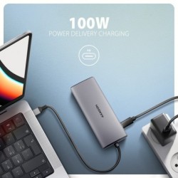 HMC-6G2L Wieloportovy hub USB 6in1, 10Gbps, 2xUSB-A, 1xUSB-C, HDMI 4K/60Hz, PD 100W, GLAN, 15cm USB-C kabel HMC-6G2L Wieloportovy hub USB 6in1, 10Gbps, 2xUSB-A, 1xUSB-C, HDMI 4K/60Hz, PD 100W, GLAN, 15cm USB-C kabel