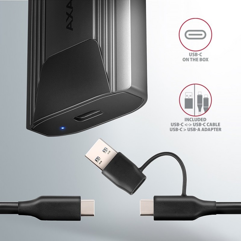 EEM2-GTS2 Obudowa zewnętrzna aluminiowa bezśrubowa USB-C 3.2 Gen 2 M.2 NVMe & SATA SSD + USB-A - USB-C redukcja EEM2-GTS2 Obudowa zewnętrzna aluminiowa bezśrubowa USB-C 3.2 Gen 2 M.2 NVMe & SATA SSD + USB-A - USB-C redukcja