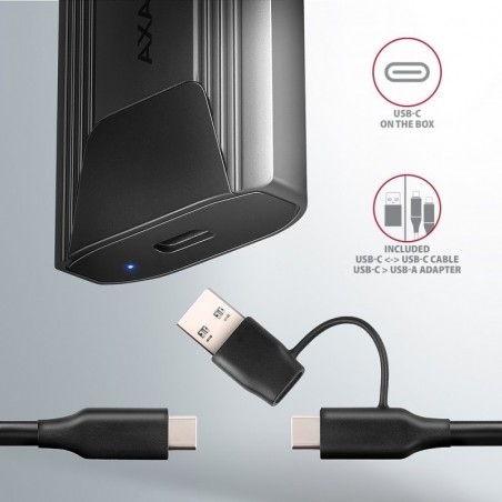 EEM2-GTS2 Obudowa zewnętrzna aluminiowa bezśrubowa USB-C 3.2 Gen 2 M.2 NVMe & SATA SSD + USB-A - USB-C redukcja EEM2-GTS2 Obudowa zewnętrzna aluminiowa bezśrubowa USB-C 3.2 Gen 2 M.2 NVMe & SATA SSD + USB-A - USB-C redukcja