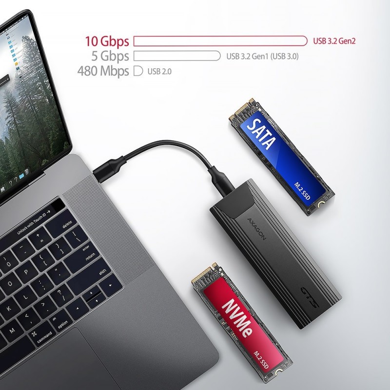 EEM2-GTS2 Obudowa zewnętrzna aluminiowa bezśrubowa USB-C 3.2 Gen 2 M.2 NVMe & SATA SSD + USB-A - USB-C redukcja EEM2-GTS2 Obudowa zewnętrzna aluminiowa bezśrubowa USB-C 3.2 Gen 2 M.2 NVMe & SATA SSD + USB-A - USB-C redukcja