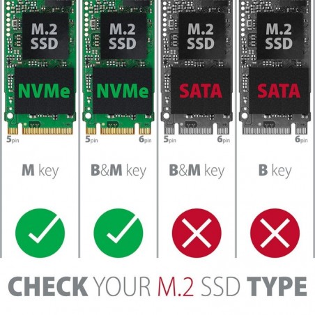 EEM2-UB2 Obudowa zewnętrzna aluminiowa, USB-C 3.2 Gen 2 - M.2 NVMe SSD, długość 42 do 80 mm Czarna EEM2-UB2 Obudowa zewnętrzna aluminiowa, USB-C 3.2 Gen 2 - M.2 NVMe SSD, długość 42 do 80 mm Czarna