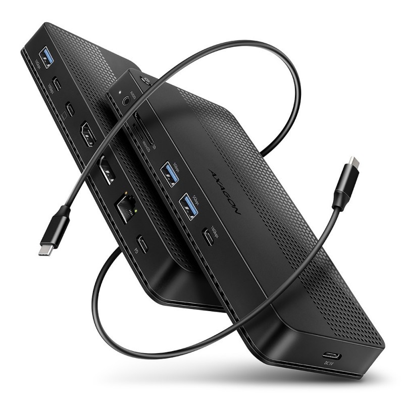 HMC-U4 Wieloportowy hub USB 12in1, USB 4.0 40Gbps, 3x USB-A, 2x USB-C, GLAN, HDMI 8K, DP 8K, PD 100W, HQ audio 24bit, UHS II SD/