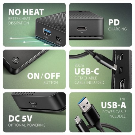 HMC-U4 Wieloportowy hub USB 12in1, USB 4.0 40Gbps, 3x USB-A, 2x USB-C, GLAN, HDMI 8K, DP 8K, PD 100W, HQ audio 24bit, UHS II SD/ HMC-U4 Wieloportowy hub USB 12in1, USB 4.0 40Gbps, 3x USB-A, 2x USB-C, GLAN, HDMI 8K, DP 8K, PD 100W, HQ audio 24bit, UHS II SD/