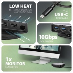 HMC-UFO Wieloportowy hub USB 9in1, 10Gbps, 2x USB-A, HDMI 4K/60Hz, M.2 NVMe/SATA, audio, PD 100W, SD/microSD, GLAN, 65cm USB-C k HMC-UFO Wieloportowy hub USB 9in1, 10Gbps, 2x USB-A, HDMI 4K/60Hz, M.2 NVMe/SATA, audio, PD 100W, SD/microSD, GLAN, 65cm USB-C k