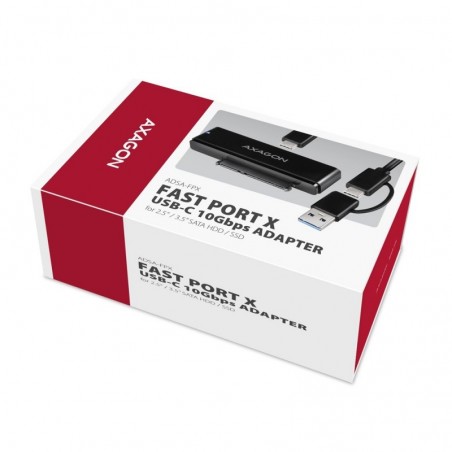 ADSA-FPX Adapter USB-C 10Gbps SATA 6G 2.5"/3.5" SSD/HDD FASTPORT X, w tym zasilacz, 60cm USB-C/USB-A kabel ADSA-FPX Adapter USB-C 10Gbps SATA 6G 2.5"/3.5" SSD/HDD FASTPORT X, w tym zasilacz, 60cm USB-C/USB-A kabel