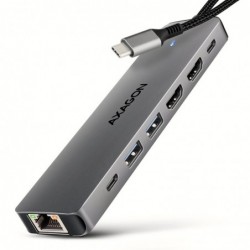 HMC-7HX2 Wieloportovy hub USB 7in1, 5Gbps, 2x USB-A, 1x USB-C, 2x HDMI 4K/60Hz, GLAN, PD 100W, 15cm USB-C kabel