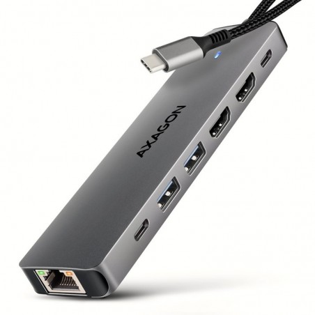 HMC-7HX2 Wieloportovy hub USB 7in1, 5Gbps, 2x USB-A, 1x USB-C, 2x HDMI 4K/60Hz, GLAN, PD 100W, 15cm USB-C kabel HMC-7HX2 Wieloportovy hub USB 7in1, 5Gbps, 2x USB-A, 1x USB-C, 2x HDMI 4K/60Hz, GLAN, PD 100W, 15cm USB-C kabel
