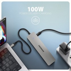 HMC-7HX2 Wieloportovy hub USB 7in1, 5Gbps, 2x USB-A, 1x USB-C, 2x HDMI 4K/60Hz, GLAN, PD 100W, 15cm USB-C kabel HMC-7HX2 Wieloportovy hub USB 7in1, 5Gbps, 2x USB-A, 1x USB-C, 2x HDMI 4K/60Hz, GLAN, PD 100W, 15cm USB-C kabel