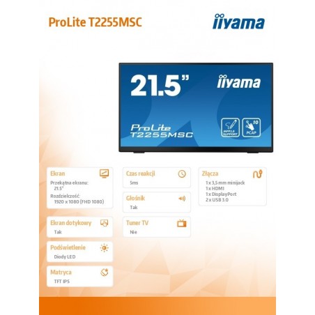 Monitor 21.5 cala T2255MSC-B1 POJ.10PKT.IPS,HDMI,DP,2xUSB 3.0 Monitor 21.5 cala T2255MSC-B1 POJ.10PKT.IPS,HDMI,DP,2xUSB 3.0