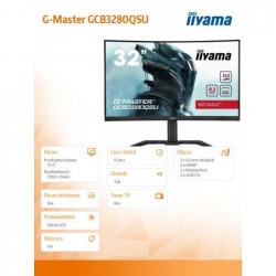 Monitor G-Master 31.5 cala GCB3280QSU-B1 VA,QHD,165Hz,1500R,0.2ms,2xHDMI,2xDP Monitor G-Master 31.5 cala GCB3280QSU-B1 VA,QHD,165Hz,1500R,0.2ms,2xHDMI,2xDP