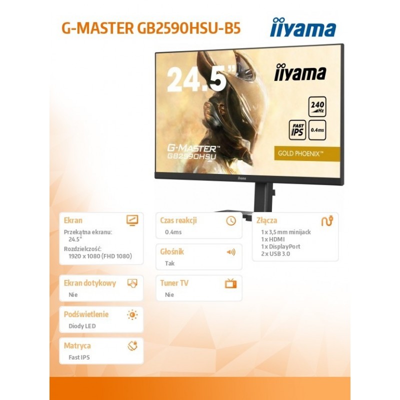 Monitor 24.5 cala GB2590HSU-B5 0.4ms,IPS,DP,HDMI,240Hz,F.Sync,HDR400  Monitor 24.5 cala GB2590HSU-B5 0.4ms,IPS,DP,HDMI,240Hz,F.Sync,HDR400