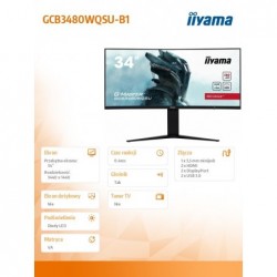 Monitor 34 cale GCB34801WQSU-B1 VA,UWQHD,180HZ,0.4ms,1500R(Curved), 2xHDMI,2xDP,2xUSB 3.2,2x3W,HDR400,HAS(110mm),VESA(100x100m Monitor 34 cale GCB34801WQSU-B1 VA,UWQHD,180HZ,0.4ms,1500R(Curved), 2xHDMI,2xDP,2xUSB 3.2,2x3W,HDR400,HAS(110mm),VESA(100x100m