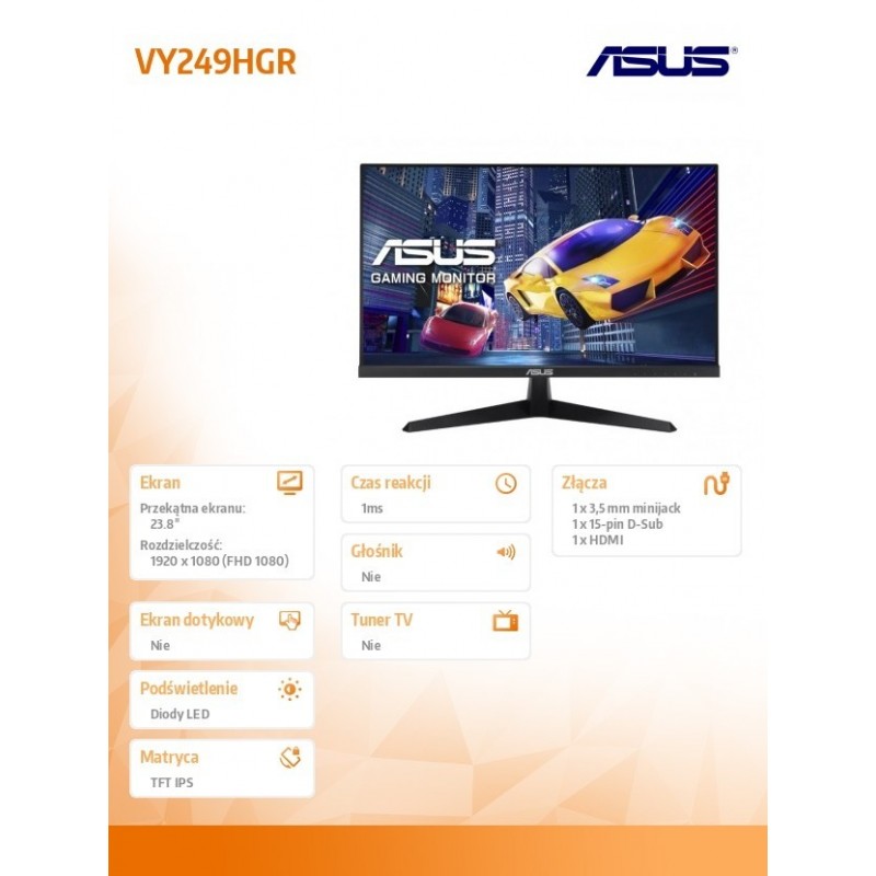 Monitor 23.8 cala VY249HGR FHD IPS 120Hz HDMI VGA 1MS Monitor 23.8 cala VY249HGR FHD IPS 120Hz HDMI VGA 1MS