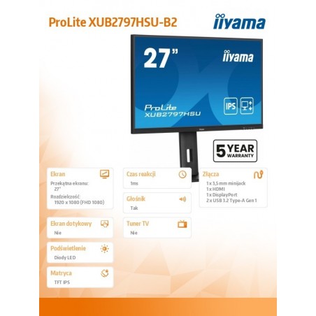 Monitor 27 cali XUB2797HSU-B2 IPS,FHD,HAS,300cd,(5y) Monitor 27 cali XUB2797HSU-B2 IPS,FHD,HAS,300cd,(5y)